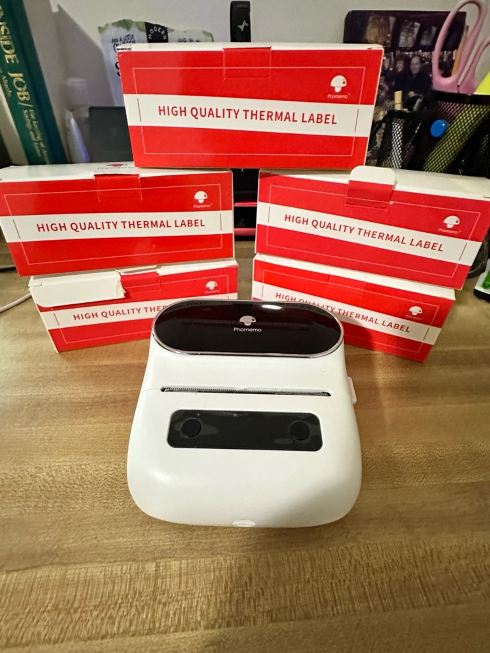 Phomemo Portable Thermal Printer - White and Black with 15 rolls included